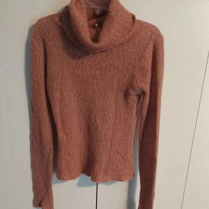 Free People Mohair cowl neck Pink/ Multicolored lightweight sweater M